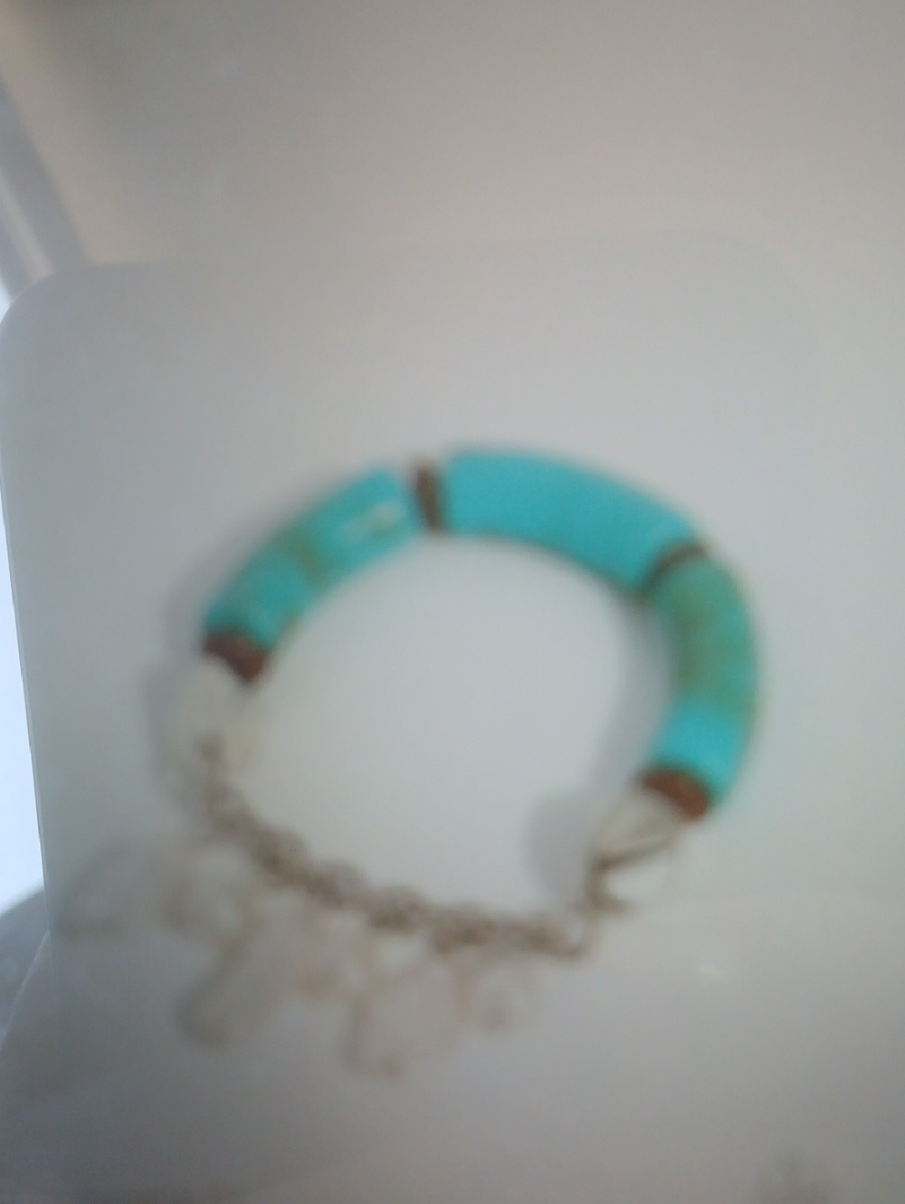 Turquoise Bead and Chain Charm Bracelet - Women Jewelry